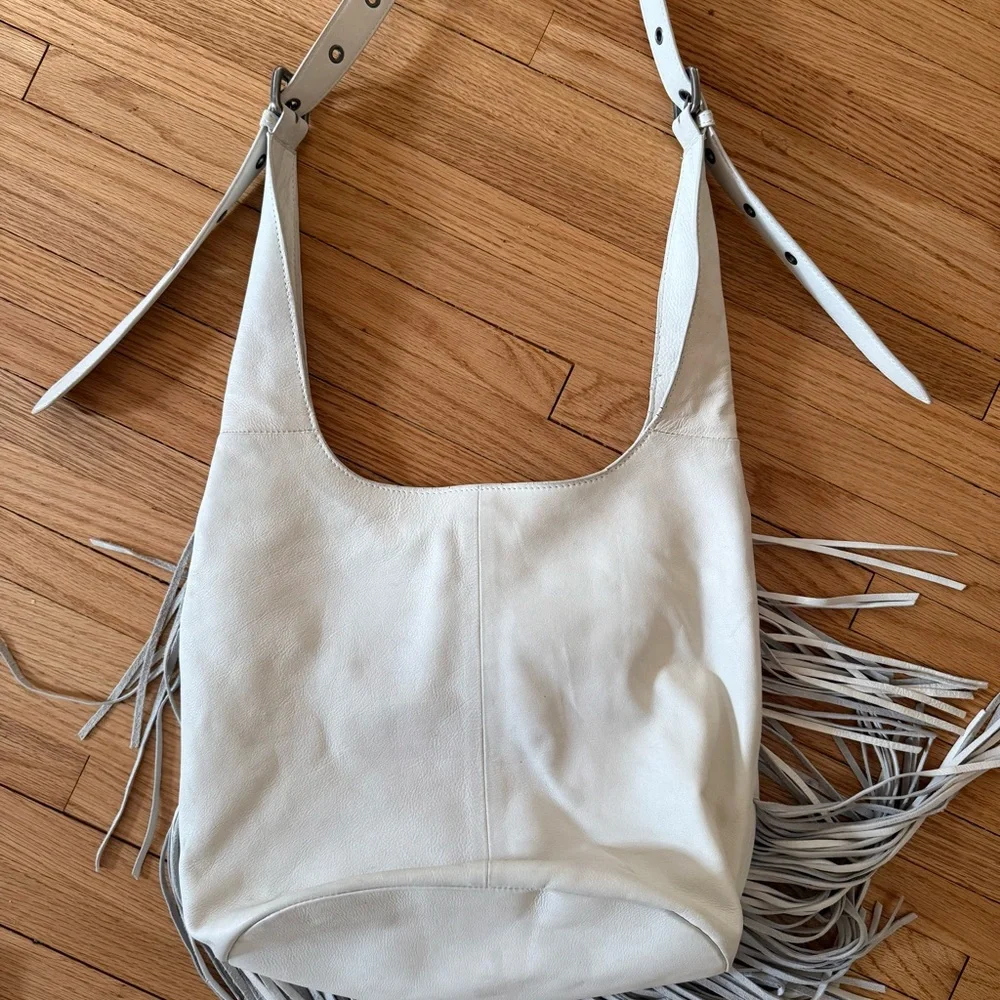 ASH boho White 100% leather Fringe Shoulder Bag/Crossbody - Picture 6 of 10